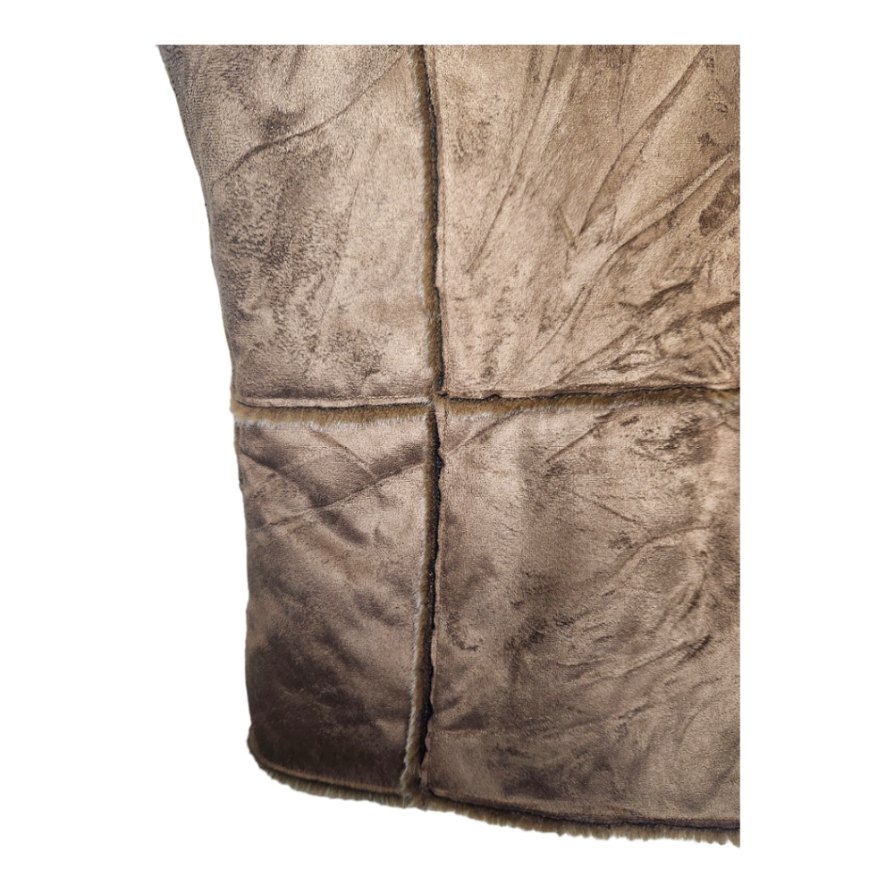 90s Vintage Barrage Faux Suede Leather Fur Lined Vest Size Large Women - Picture 2 of 8